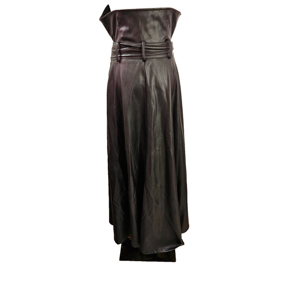 NEW TOV Los Angeles Dress Strapless Busty Full Length Faux Heavy Leather 2 4 SM - Picture 3 of 4
